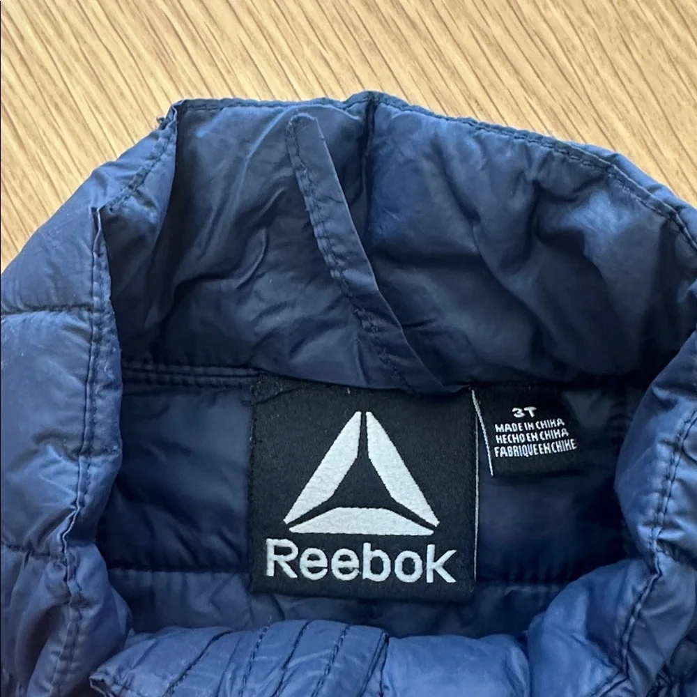 Reebok Kids Puffer Jacket Navy Blue Full Zip Quilted Lightweight Coat